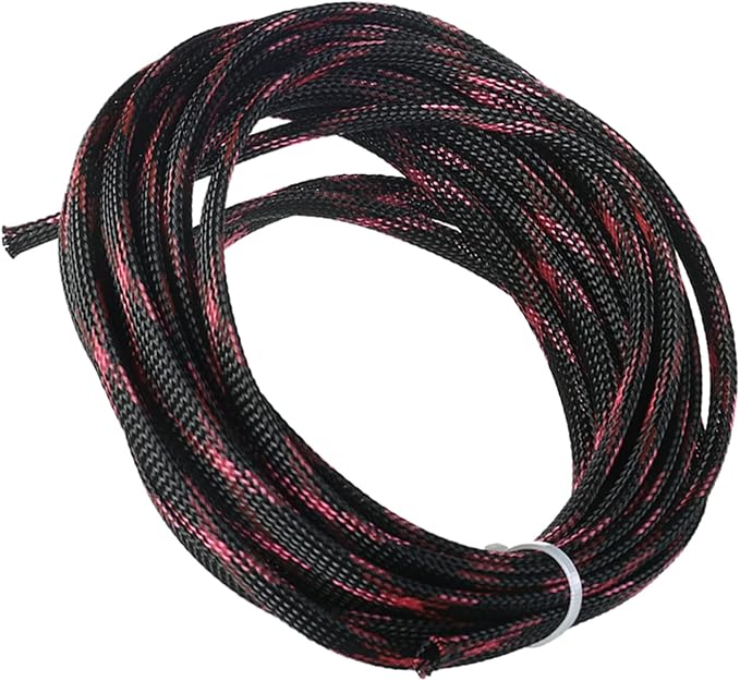 Jutagoss PET Expandable Braided Cable Sleeve, 16.4ft - 5/16 inch Black Pink Cable Management Sleeve, Wire Loom Tube Cord Protector for USB Cable, Power Cord, Audio Video and More, 1Pc