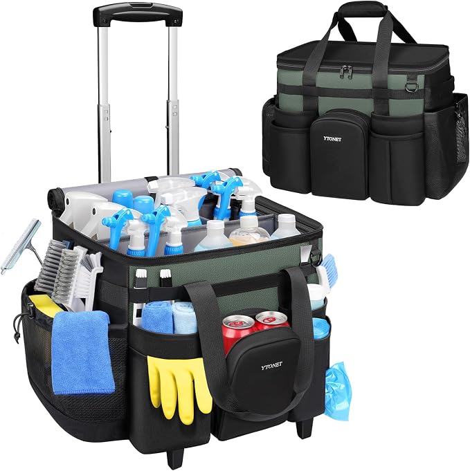 Ytonet XXL Rolling Cleaning Caddy, Large Cleaning Caddy with Wheels | Housekeeping Cart with Detachable Trolley, Water Resistant Cleaner Supplies with Wheels Organizer for Kitchen, Tool Organizer