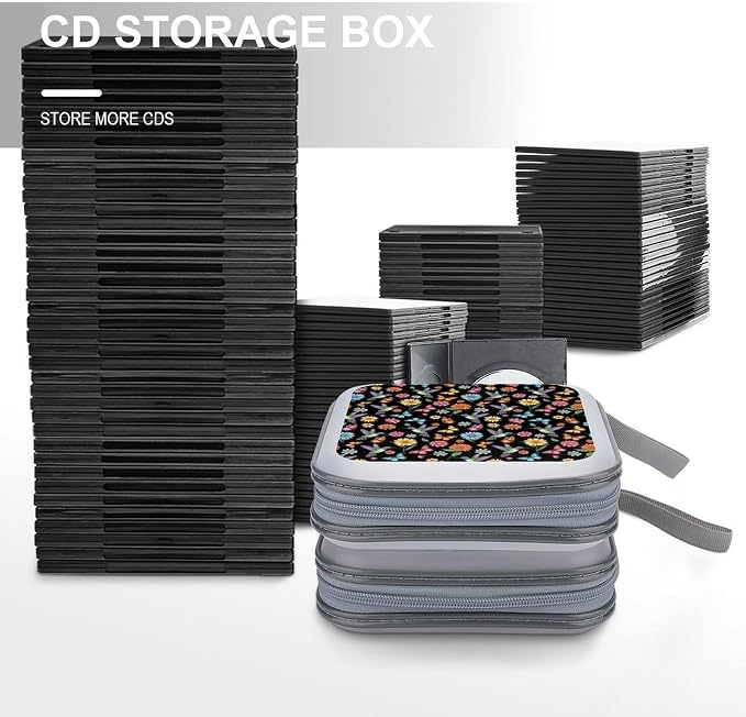 Heavy-Duty DVD Storage Wallet Hummingbirds Gifts, Holds 40 Discs, Hard Shell Binder with Carry Handle, Portable Organizer for Movies Music