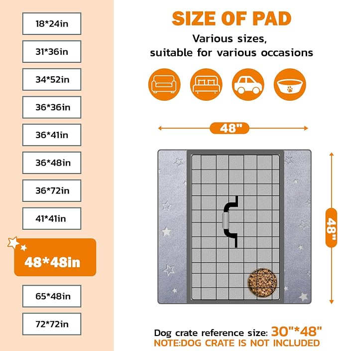 LOOBANI 48 x 48 Washable Pee Pads for Dogs 2 Packs for Playpen, Crate & Car | Super Absorbent, Non-Slip Backing, Soft Plush, Quick-Dry, Machine Washable, Reusable, Perfect for Crate & Car, Grey