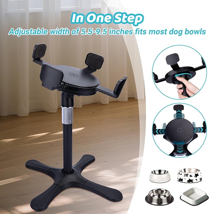 Elevated Adjustable Dog Bowl Feeding Stand, 3 Heights and Tiled Ajudst, Compatible with Moost Feeding Bowls, Great for Medium Large Dogs(Not Bowl 1 Pack Updated)