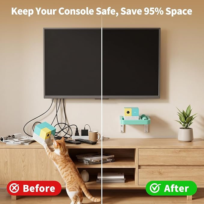 RIBOTS Wall Mounted Holder for Nex Playground Game System with Silicone Remote Case Cover, Wood Shelf for Console & Remote, 3-Step Easy Setup, Storage Organizer for Nex Playground Kids & Families