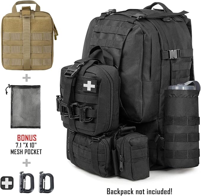 LIVANS 1000D First Aid Bag Empty, Medical Ifak Pouch for Emergency & EMT | Molle Compatible, Rip-Away & Quick-Release Design, Versatile for Tactical, Camping, Hiking and Travel