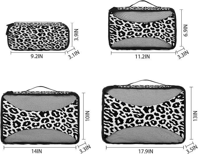 Packing Cubes for Travel, Leopard Textures Travel Luggage Packing Organizers for Women Men, Large Custom Toiletries Bag for Clothes Shoes, Leopard Print