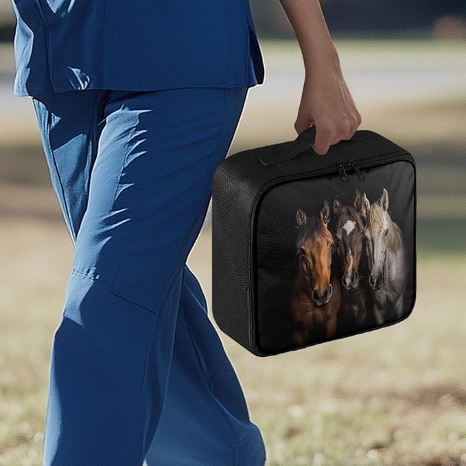 Rnyleeg Black First Aid Kit Bag Empty Horse Medical Kit for Home Empty First Responder Bag Compact Lightweight Travel First Aid Pouch for Men