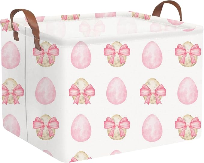 Rectangular Bow Easter basket,Easter basket empty,Storage Basket for baby Bedroom,Toy Gift Organizerm,Kids Storage Bin,Gift baskets,Easters Home Decor(Bow egg)