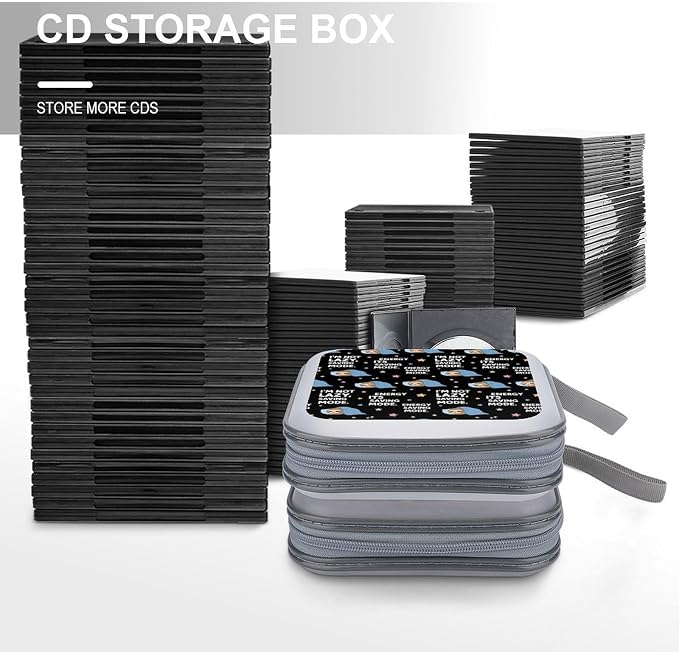 40-Disc CD/DVD Organizer Wallet Cute Sloth, Heavy-Duty Hard Plastic Binder, Portable Storage Case with Carry Strap for Car