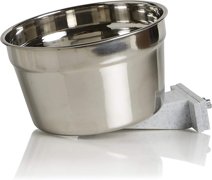 Lixit® Stainless Steel Kennel Food or Water Bowl - Non Spill Hanging Removable Crate Bowls - Carrier Cage Dish for Dogs or Cats for Feeding and Drinking (Stainless Steel, 40 Ounce)