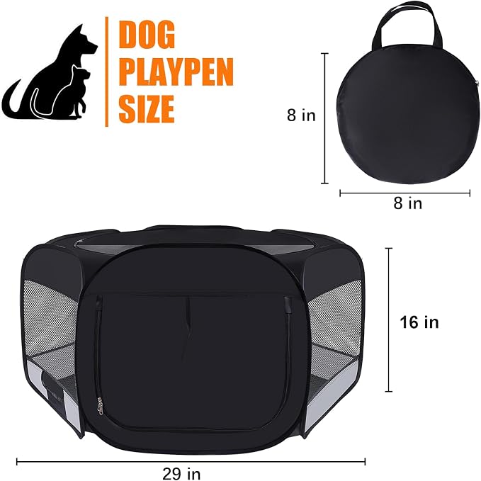 Dog Cat Playpen, Pet Puppy Playpen, Puppy Dog Play Pen for Indoors(Grey, S) | Portable Dog Playpen, Puppy Dog Cat Play Pen for Indoors Kitten Playpen, Collapsible Small Cats Crate Cage for Small Dogs