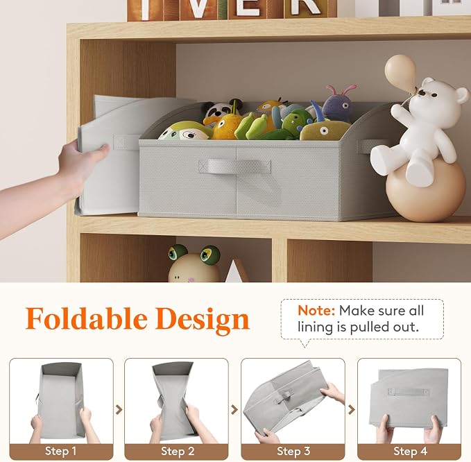 Lifewit Trapezoid Closet Storage Bin for Shelf, 6 Packs 19L, Light Gray | Non-woven Closet Organizer Baskets with Handles, Foldable Clothes Containers Boxes for Clothing, Book, Purse, Large