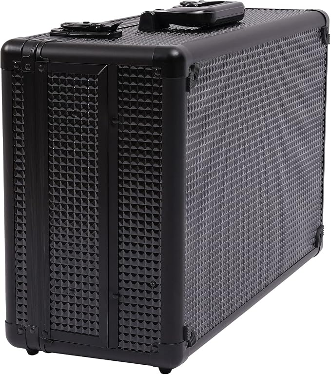Beauty Professional Barber Case, Barber Clipper Case With 2 Side Pull Out Trays, Large Capacity Aluminum Cosmetic Case for Hair Stylists, Makeup Artists