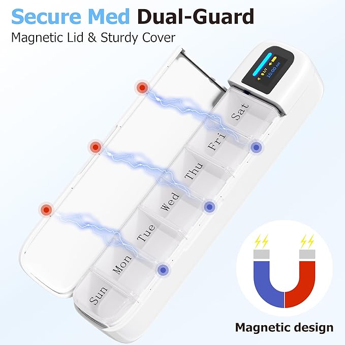 Daviky Automatic Pill Dispenser, Smart Pill Organizer with Alarm | Pill Box 7 Day with APP, Weekly Travel Pill Case, Portable Pill Reminder for Medicines, Supplements and Vitamins