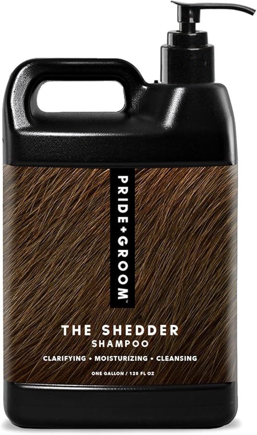 Pride and Groom The Shedder | Dog Deshedding Shampoo | All Natural Body Wash with Essential Oils & Ingredients that Reduce Pet Shedding & Fur Dander for Curly and Wavy Coats – 128oz
