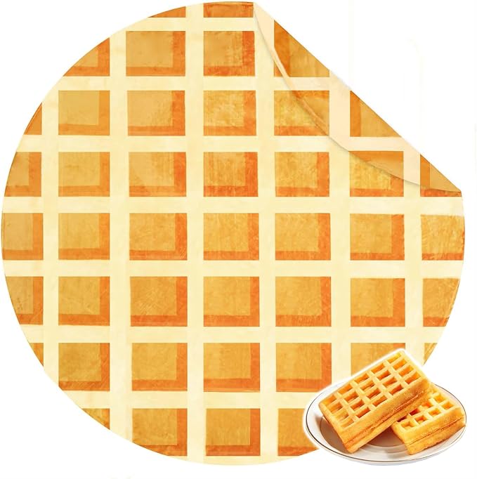 Bnuitland 80 Inches Funny Waffle Blanket, 300 GSM Double Sided Giant Funny Novelty Realistic Food Blanket for Adults and Kids, Super Soft Flannel Throw