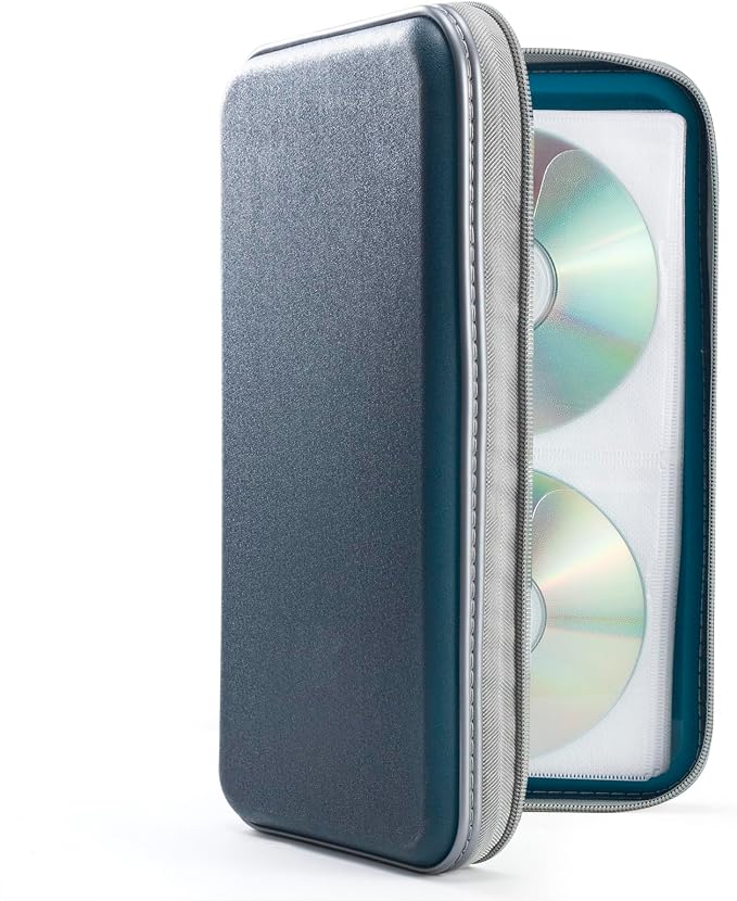 UENTIP CD Case,96 Capacity Hard Plastic DVD Case Holder for Car Home Travel | CD DVD Storage,Zipper Closure,Scratch-Resistant Sleeves,Stay Away Dust and Damp,Storage Music Video Gaming Discs Blu-ray