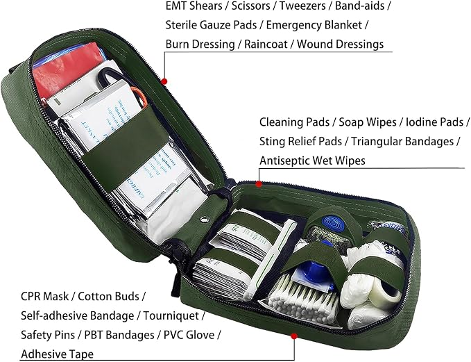 EMT MOLLE Ifak Pouch Tactical MOLLE Medical First Aid Kit Utility Pouch Olive