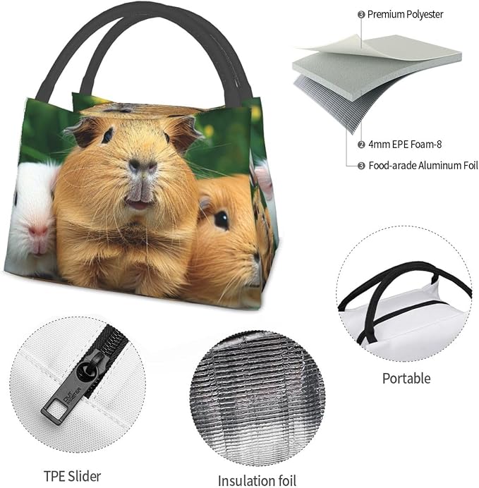 Cute Pet Printed Insulated Lunch Tote Bag for Men Women Reusable Lunch Box Cooler Bags Wide Open Lunch Organizer for Work Travel Picnic