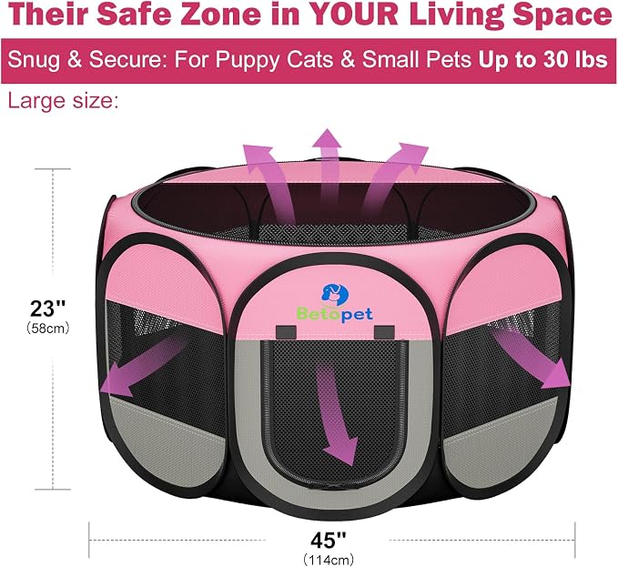 Large Size: 45×45×23 Inches Dog Playpen with Bowl & Bag, Indoor & Outdoor