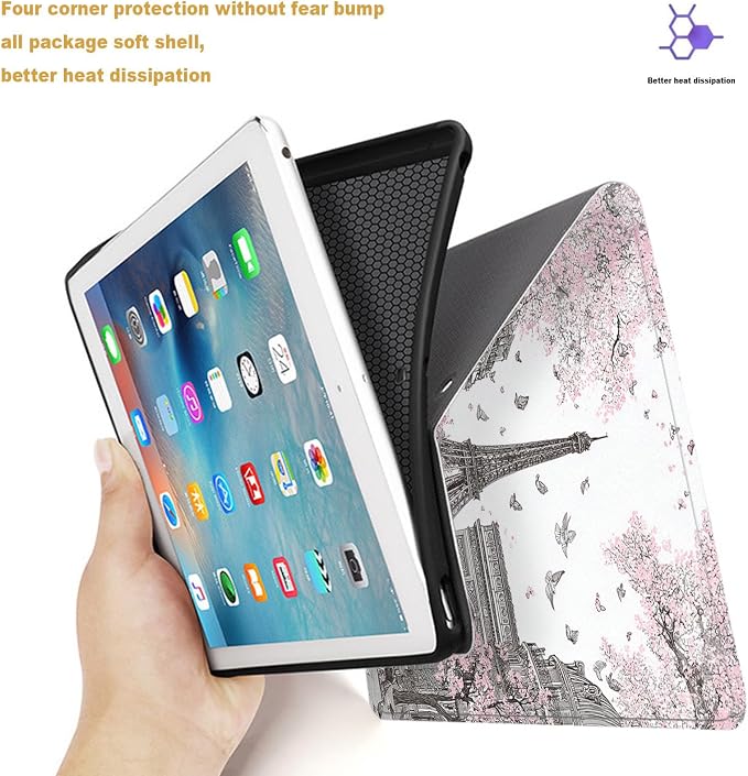 Tablet Case for iPad Pro 13 Inch M5/M4 (2025/2024,8th/7th Generation),Shockproof Protective Cover with Stand,Auto Wake/Sleep,Paris Eiffel Tower