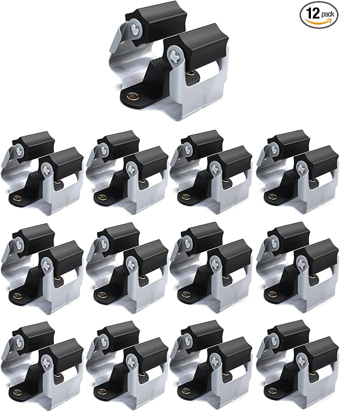 3-H Mop Holder 12 Pack,Brush Holder,Broom Holder Wall Mounted for Kitchen Bathroom Laundry Room Shed Garage Garden(Black)