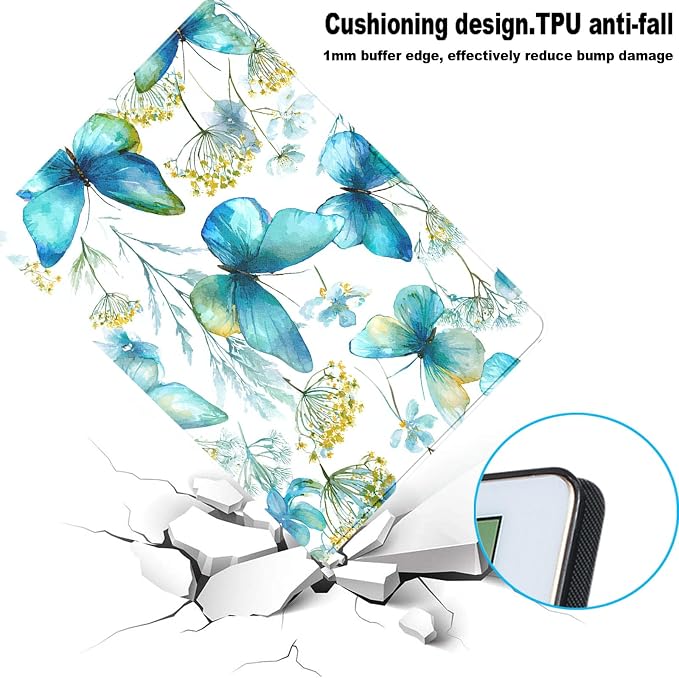 for Samsung Galaxy Tab S6 Lite 10.4" 2020/2022/2024 (SM-P620/P625/P613/P619/P615/P610) Tablet Protective Cover with Adjustable Stand and Magnetic Auto Wake/Sleep,Butterfly Flower
