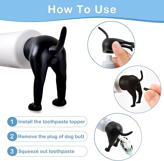 Gag Gifts - White Elephant Gifts, 3Pcs Pooping Dog B*tt Toothpaste Topper, Funny White Elephant Gift Ideas, Fun Dog Toothpaste Dispenser, Toothpaste Squeezer, Gag Gifts for Family Friends