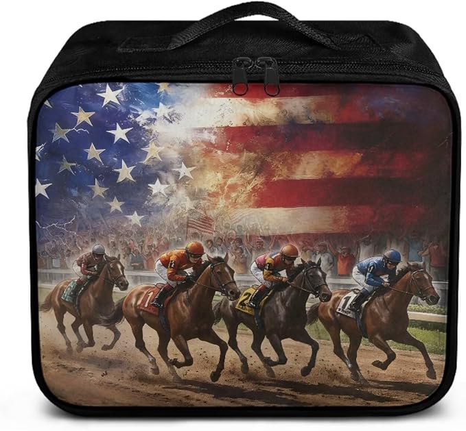 Rnyleeg USA Flag Horse First Aid Kit Travel Large Capacity Design Medicine Supply Organizer Bag for Home, Office, Car, Outdoor, Boat, Camping, Hiking