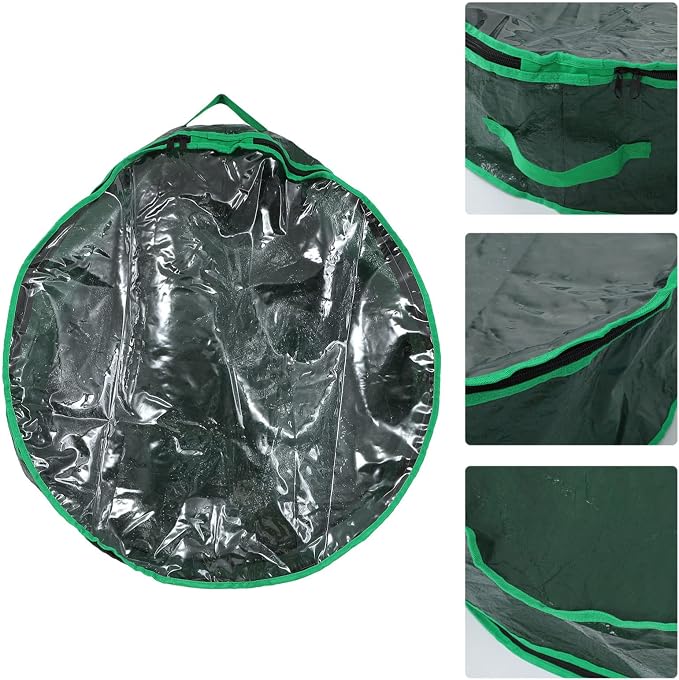 Happyyami 1pc Storage Bag for Christmas Wreaths Festival Holder with Clear Window for Holiday Decoration and Storage Needs