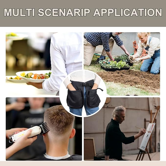 Multi-pocket Waist Belt Tool Apron Bag for Men/Women, Adjustable Belt Apron for Pet Trainer, Garden Tools Organizer, Waiter, Hair Stylist