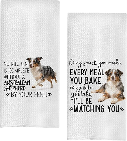 Australian Shepherd Dog Kitchen Towels Set - Australian Shepherd Gifts for Dog Lovers Women, Dogs Hand Towels Dish Towels Decor, 16x24 Inch,Set of 2
