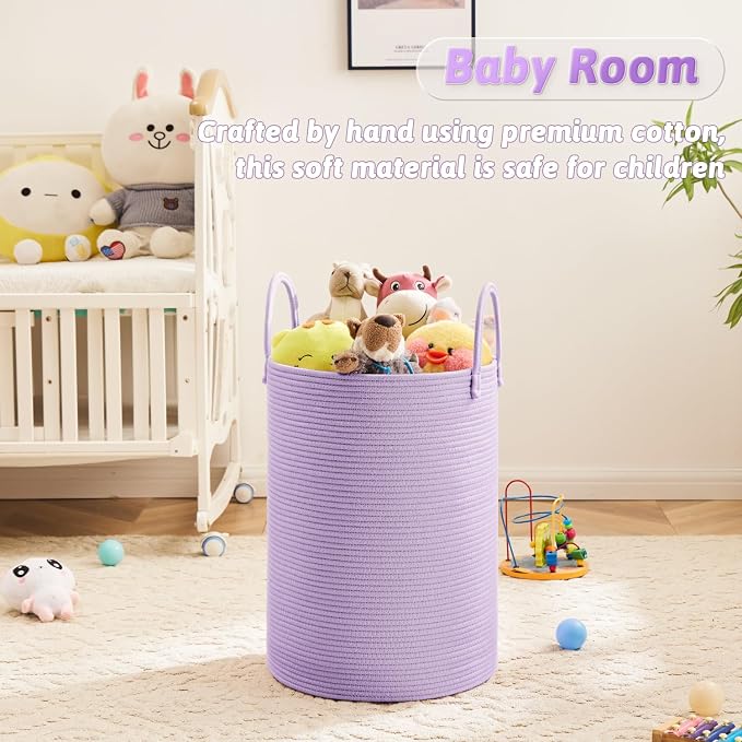 Artfeel Laundry Basket,Woven Cotton Rope Laundry Hamper,80L for Decorative Storage of Dirty Clothes,Toys and Blankets in Bathroom,Baby Room and Living Room
