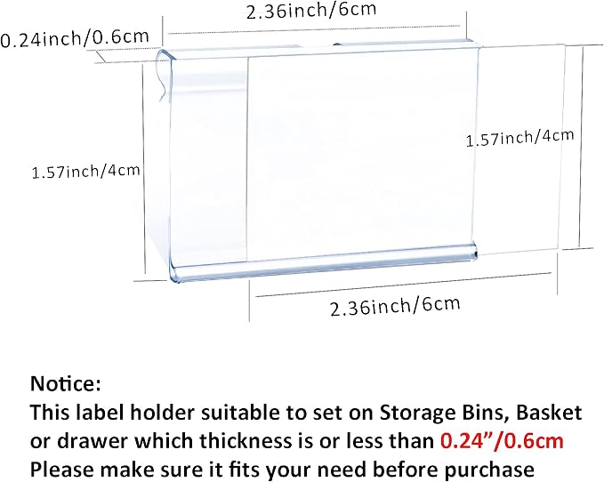 50pcs Labels for Storage Bins Plastic Label Clip, Basket Labels Clip On Wire Shelf Price Label Holder Merchandise Sign Display Holder, 50pcs Label Insert Included (6x4cm)