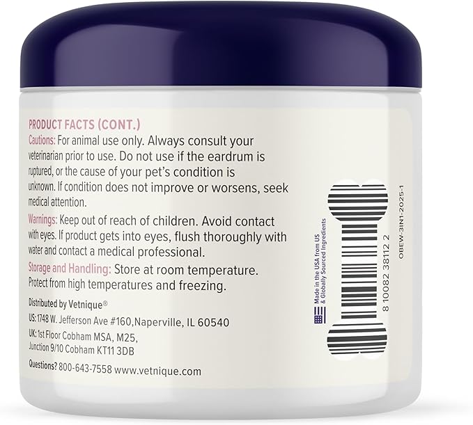 Vetnique Oticbliss Cat & Dog Ear Wipes - Dog Ear Infection Wipes or Dog Ear Cleaner Wipes for Dirty, Waxy, Smelly Ears, Odor Control with Aloe Vera & Salicylic Acid (Medicated Ear Wipes (50ct))