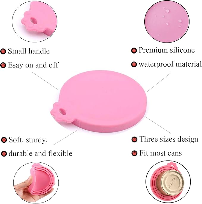 Food Can Covers | 3 Pack Silicone Food lids & 1 Can Spoon | Fit Most Standard Size Canned Dog Cat Food(3+1)