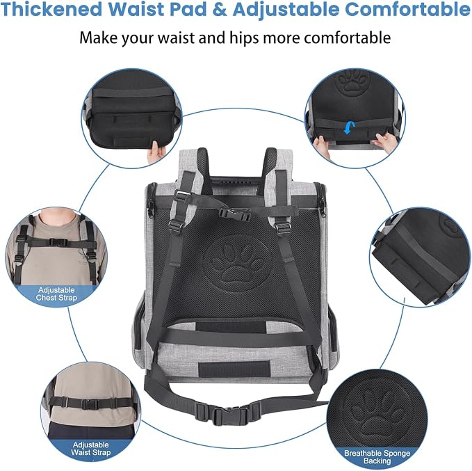 Extra Large Cat Backpack Carrier for Cats Under 30 Lbs | Large Space Pet Backpack Carrier for Dogs Puppies Rabbits Other Animals under 25 Lbs, Great for Travel / Hiking / Outdoor Use
