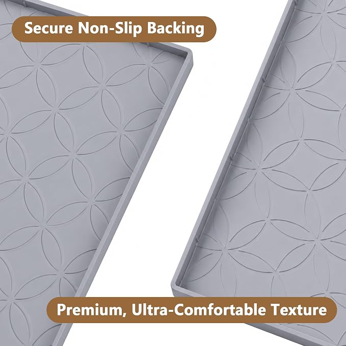 34"x22" Silicone Under Sink Mat Waterproof Cabinet Liner(Gray) | Leak-Proof Silicone Cabinet Protector with Raised Edges, Keeps Kitchen & Bathroom Cabinets Safe from Water Damage