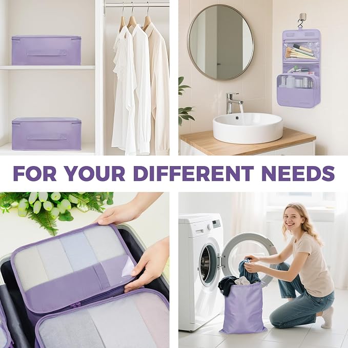 BAGAIL 9 Set Packing Cubes with Packing List Luggage Packing Organizers for Travel Accessories (Dusty Purple)