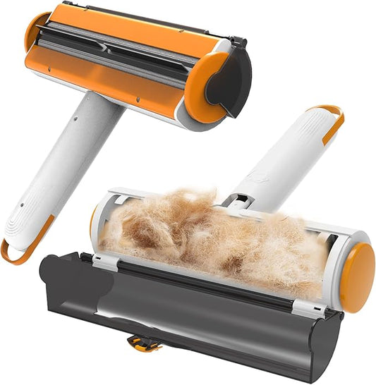 Pet Hair Remover with Fur Trapping Compartment – Reusable Lint Roller for Cat & Dog Hair on Furniture, Couch, Clothes, Bedding, and Car – Portable, Multi-Surface Fur Removal Tool