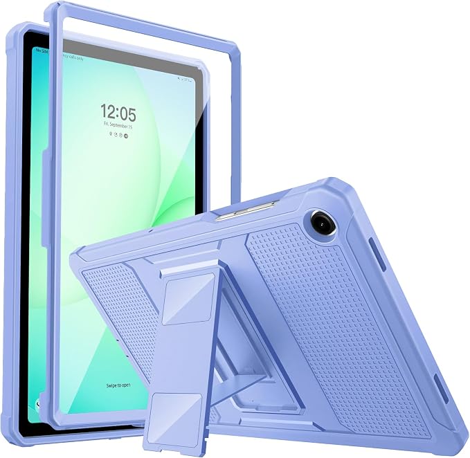 MoKo Shockproof Case Fit Samsung Galaxy Tab A11+ Plus/ A9+ 11 Inch | Full Body Rugged Stand Back Cover with Built-in Screen Protector for Galaxy Tab A11+/ A9+ Tablet, Lavender Purple