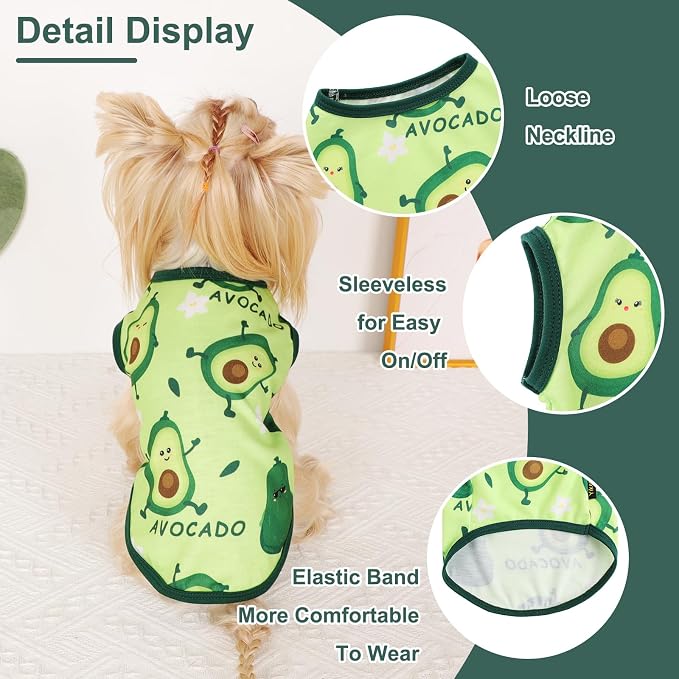 Dog Shirt Vest Dog Clothes for Small Dogs Boy Girl Stretchy Summer Puppy T-Shirts Soft Breathable Lightweight Puppy Sweatshirt Pet Cat Outfit (Avocado, X-Small)