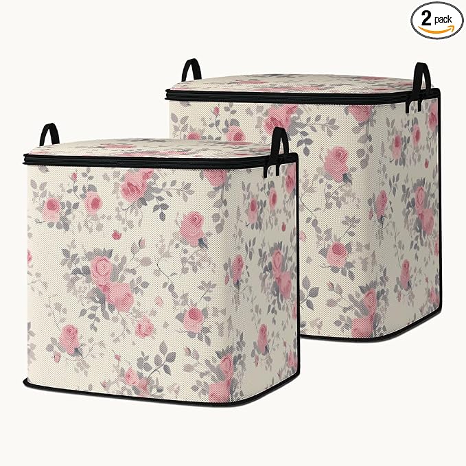 2pcs blanket storage bag for under bed,closet organizers 95L | clothing sweater sheet bedding comforter duvet quilt pillow toy storage bags with lids,dorm room essentials for containers