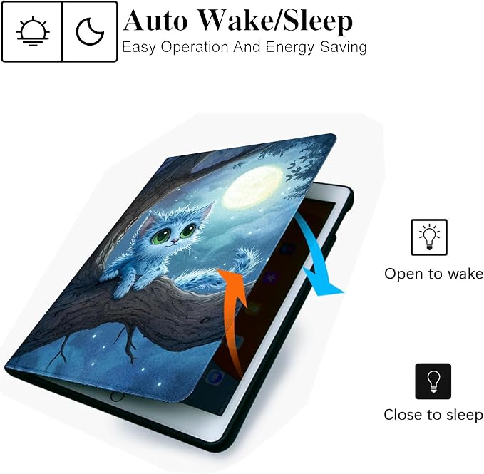 for Microsoft Surface Pro X/Pro X Plus-13 2019/2020/2021/2024 Tablet Case,Auto Wake/Sleep,Adjustable Stand Protective Cover - Moonlight Cat