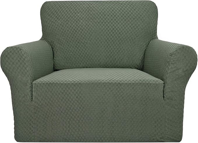 YEMYHOM Couch Cover Latest Jacquard Design High Stretch Sofa Chair Covers for Living Room, Pet Dog Cat Proof Armchair Slipcover Non Slip Magic Elastic Furniture Protector (Small, Army Green)