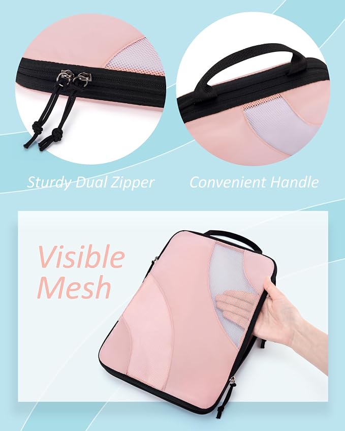 BAGSMART Compression Packing Cubes for Travel | Lightweight suitcase organizers bag set, space-saving double zipper expansion for carry-on luggage & travel organization