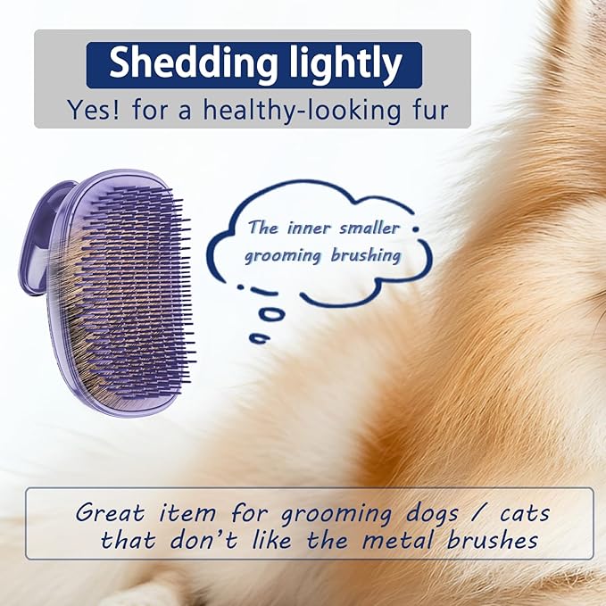 All-purpose Dog Shampoo Bath Brush,Pet Grooming & Soothing Massage Silicone Brush,Fits Ergonomically in the Hand for Long Short Haired Dogs and Cats(Purple)