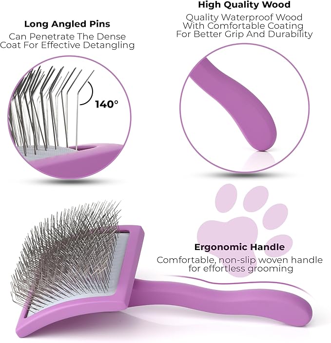 Slicker Brush for Dogs - Detangling Dog Brushes for Grooming with Soft Bristles & long Pins - Professional Cat Deshedding Tool to Removes Tangles & Dirt (large)