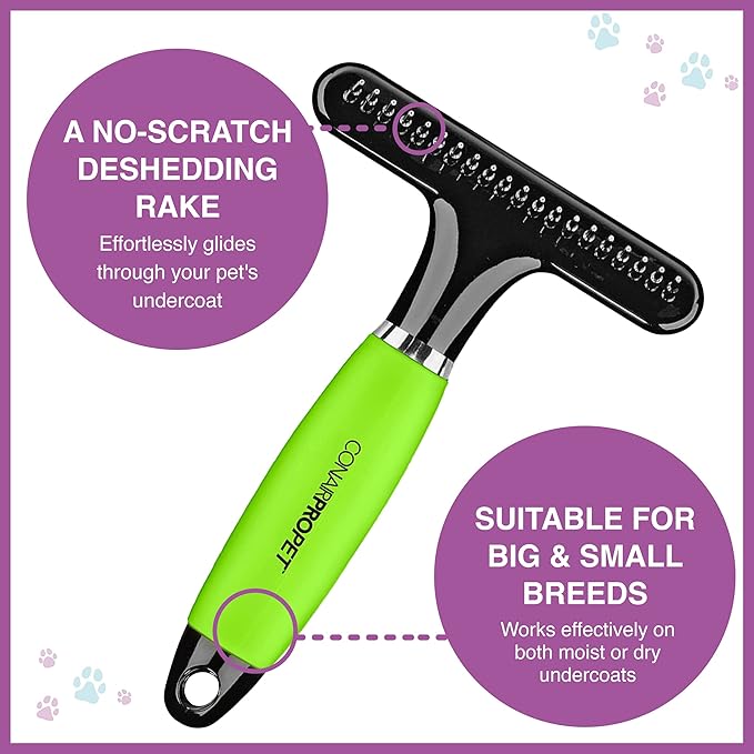 CONAIRPRO Dog & Cat Dog Brush for Shedding, Ideal for All Pets and Breeds 3/4" Rake to Help Reduce Heavy Undercoat, Wet/Dry Brush Yellow