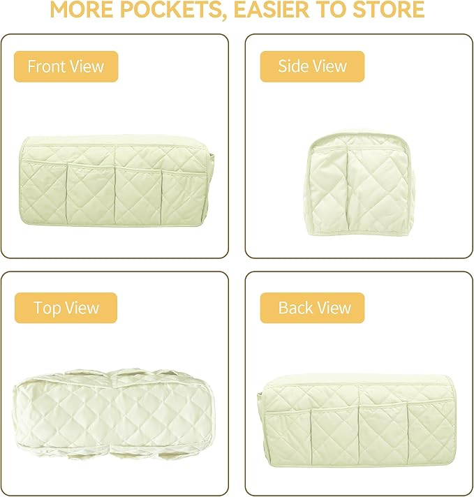 MEHIDFY Armchair Caddy, Waterproof Sofa Armrest Organizer, Non Slip Recliner Organizer, Remote Holder for Recline, Recliner Caddy with 14 Pockets Storage for TV Remote, Phone, Magazine (White)