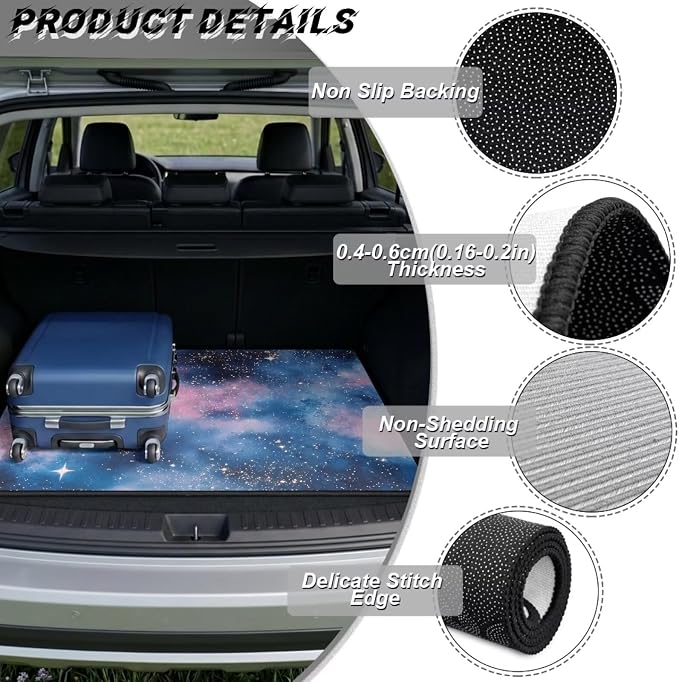 Howilath Pink Blue Starry Sky Trunk Liners for Cars Non-Slip Rear Trunk Cover Universal Interior Accessories Fits Most Sedan & SUV
