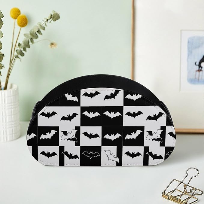 TV Remote Controllers Holder Gothic Bat Halloween Bedside Table Organizer | Desktop Storage Caddy Box, Gothic Bat Halloween Horror, Pu Leather, 5 Compartments for Controller, Media Player